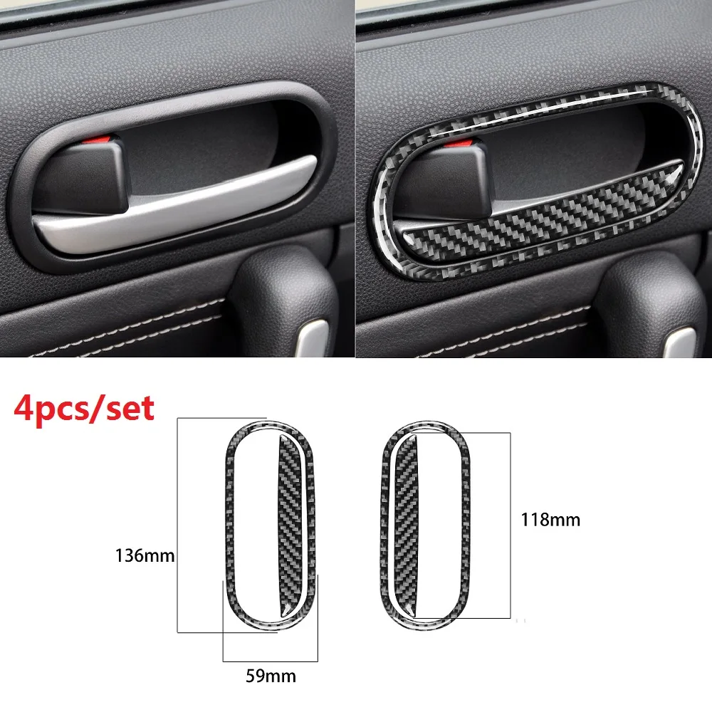 Carbon Fiber Door Handle Frame Cover Sticker For Mazda MX-5 Miata 2009-2015 Door Trim Interior MX5 NC Roadster 4PCS