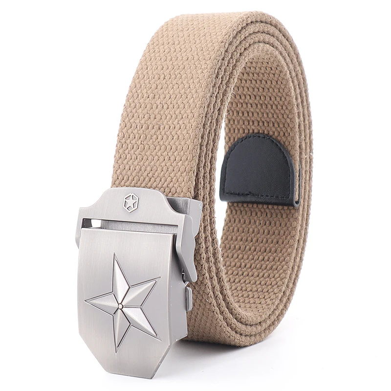 38MM Wide Canvas Military Tactical Belt Men High Quality Metal Stars Buckle Pants Accessories New Unisex Outdoor Training Belt