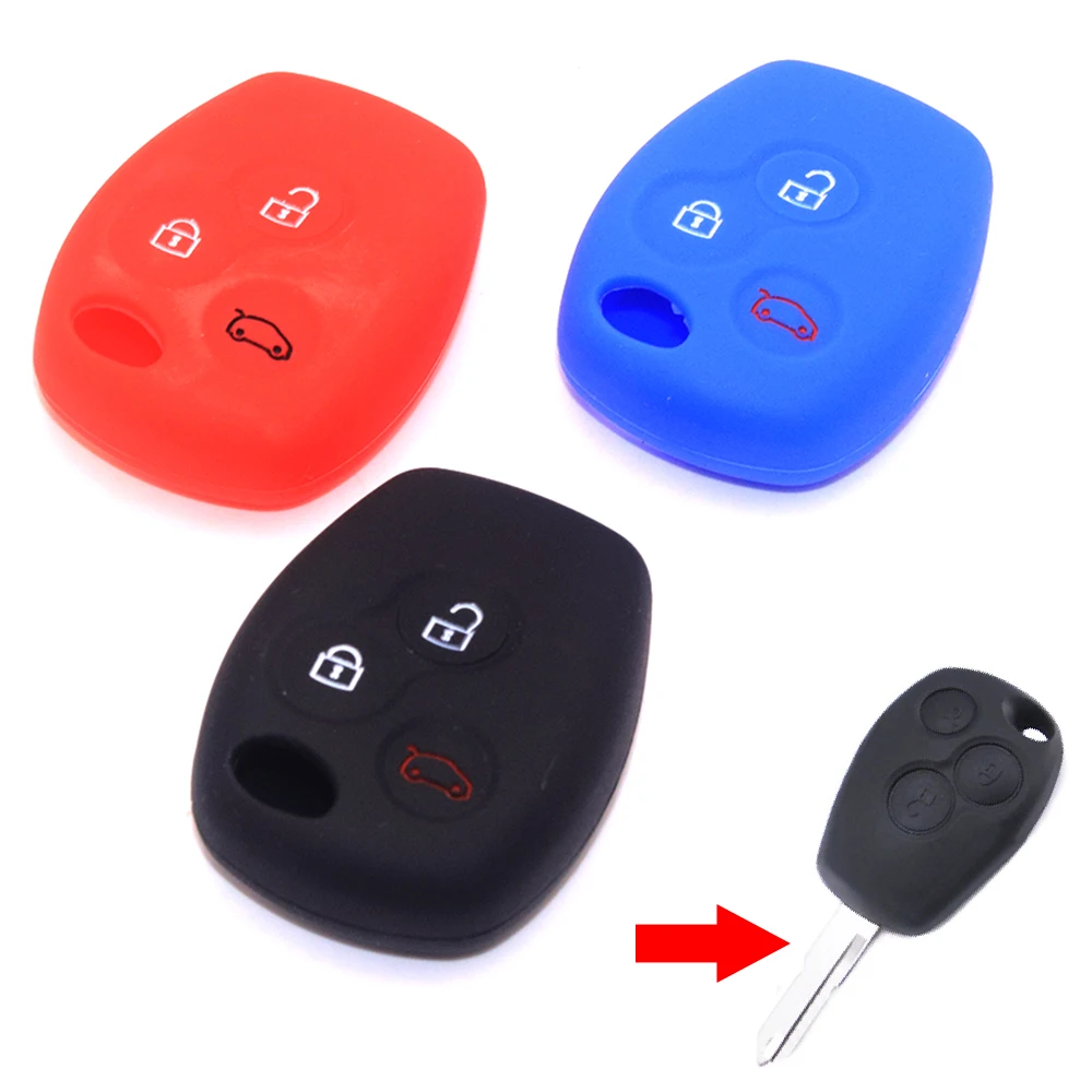 

3-кнопочный силиконовый чехол для ключей, подходит для RENAULT Clio DACIA Logan Sandero, пульт дистанционного управления, черный, красный, защитный чехол для автомобиля, аксессуары