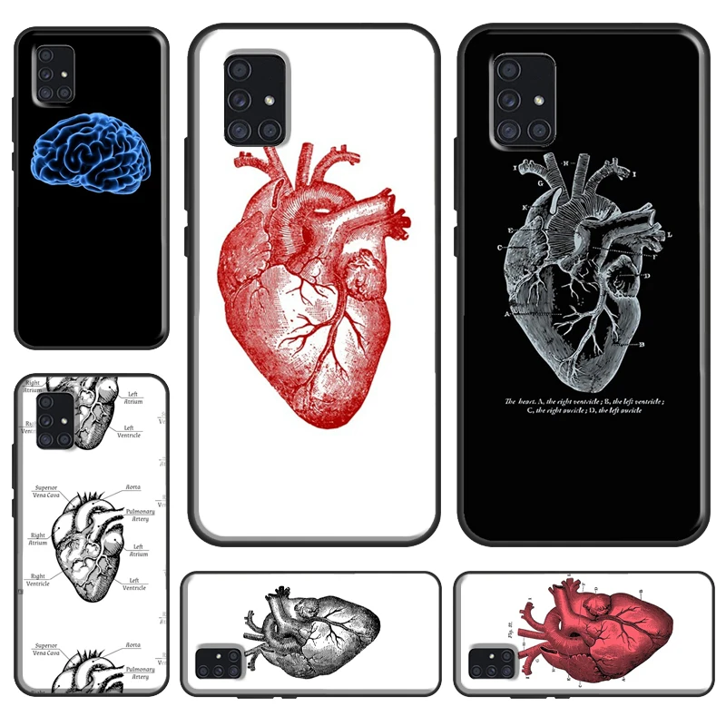 Vintage Anatomy Heart Cardiac Brain Nurse Case For Samsung Galaxy A12 A22 A32 A42 A52 A72 A51 A71 A50 A70 A03S A21S A52S Cover