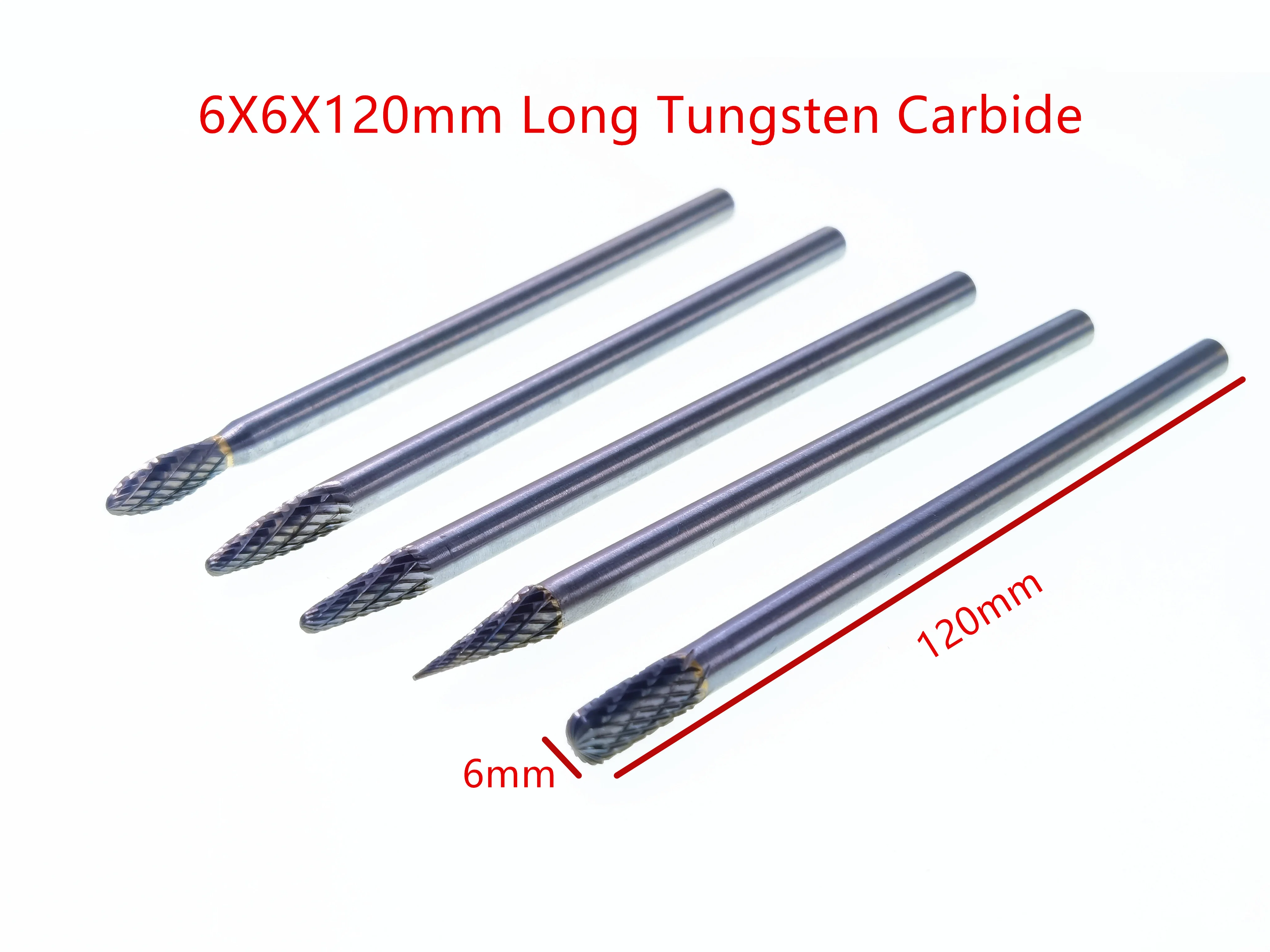 1pcs 6x6x120mm long tungsten carbide burrs for dremel grinding steel grinding wood grinding