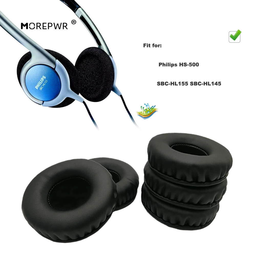 

Morepwr New Upgrade Replacement Ear Pads for Philips HS-500 SBC-HL155 SBC-HL145 Headset Parts Leather Cushion Earmuff Sleeve