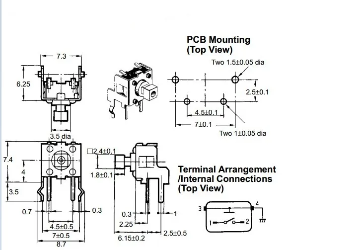 Com tomada lateral do suporte 2 interruptor de pé 6*6*7.3 cabeça quadrada lado pressione o botão interruptor de chave interruptor de luz interruptor de toque micro movimento