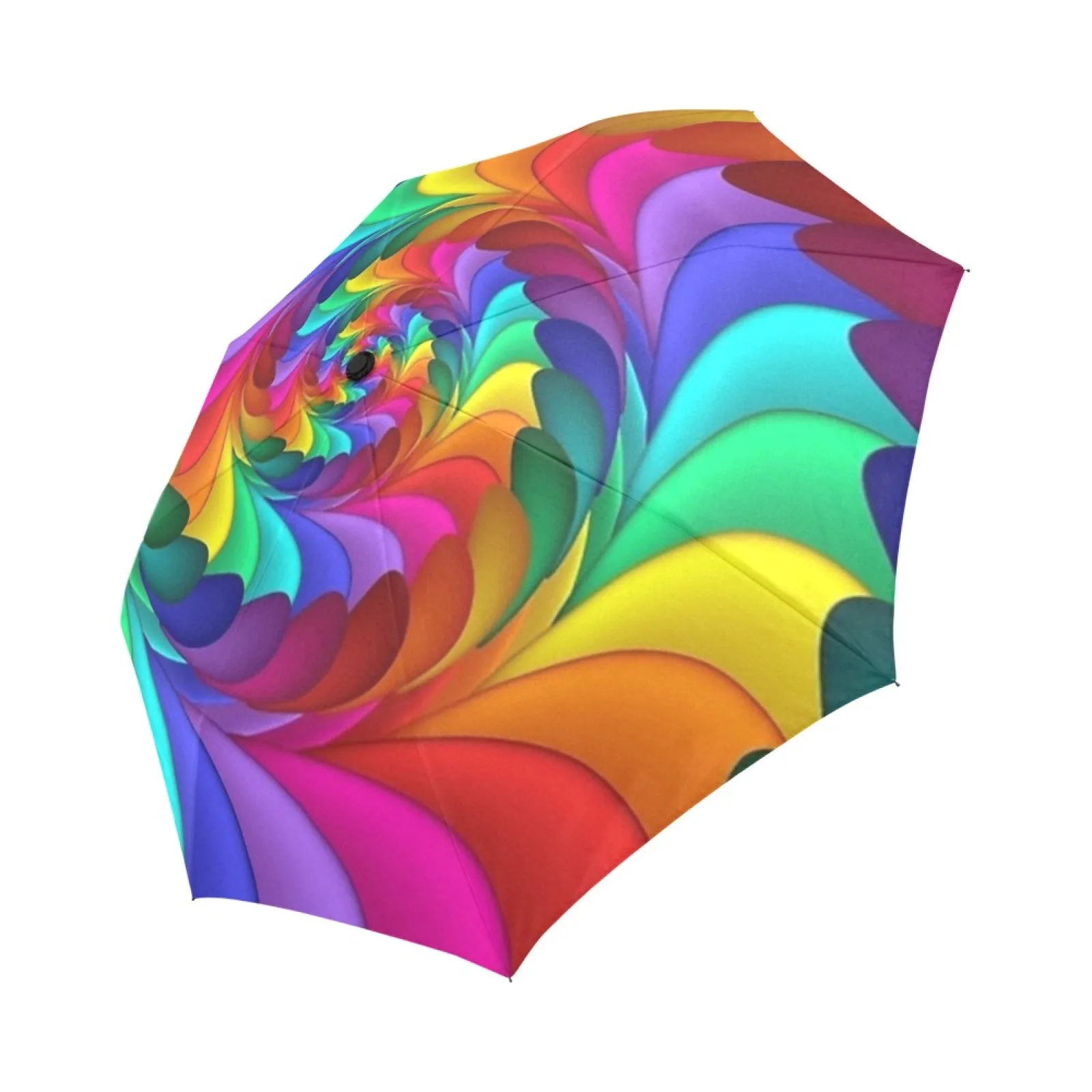 

Psychedelic Rainbow Umbrella, Automatic Tri Fold Compact UV Protection Foldable Travel Umbrella For Women