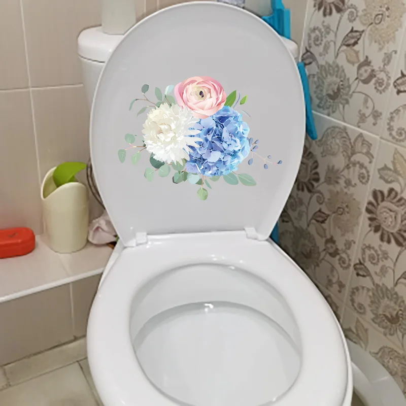 YOJA 26.1CM×19.9CM Camellia Hydrangea Beautiful Wall Stickers Toilet Decals Home Accessories T1-2546