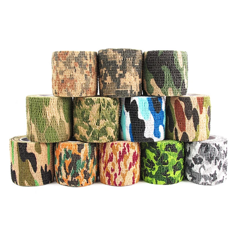 5cm*4.5m Tactical Camo Tape Hunt Disguise Elastoplast Camouflage Elastic Wrap Tape Self-Adhesive Ankle Knee Finger Arm Bandage