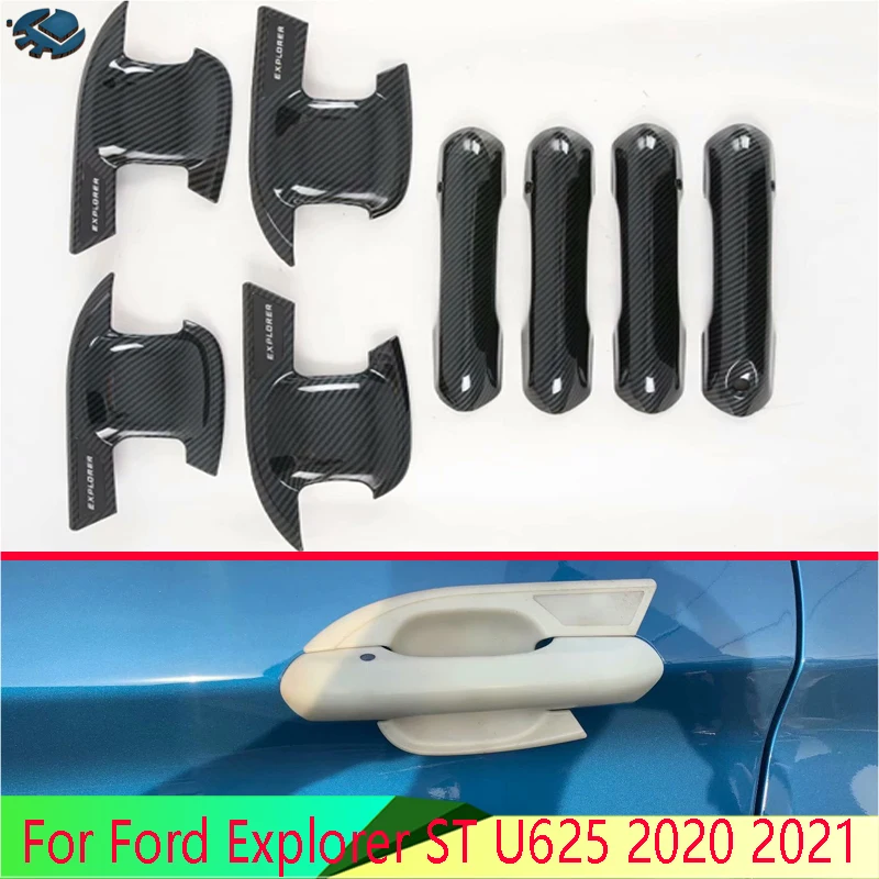 For Ford Explorer ST U625 2020-2024 2021 2022 ABS Chrome Door Handle Bowl Cover Cup Cavity Trim Insert Catch Molding Garnish