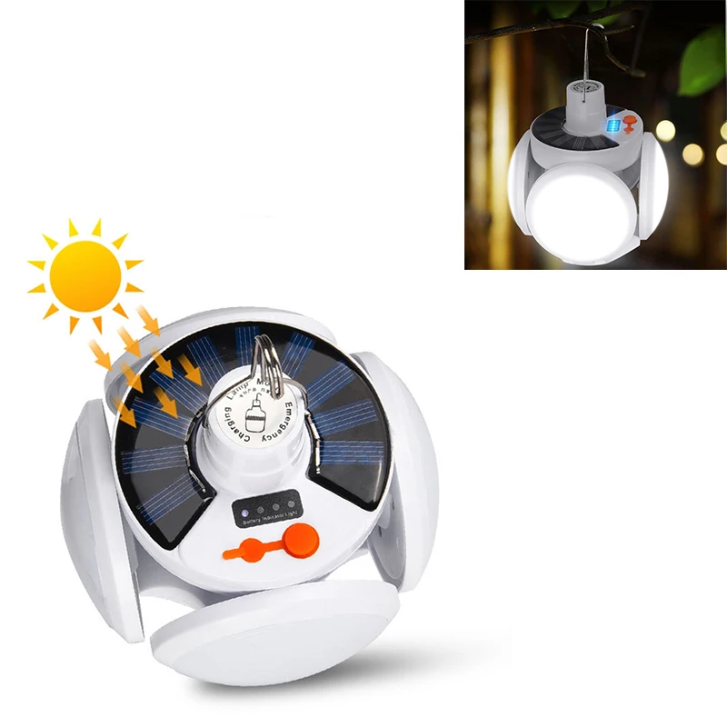 Outdoor Solar Light w/ US Plug DC Charger Waterproof Emergency Solar Rechargeable LED Bulb Light Camping Garden Solar Lamp