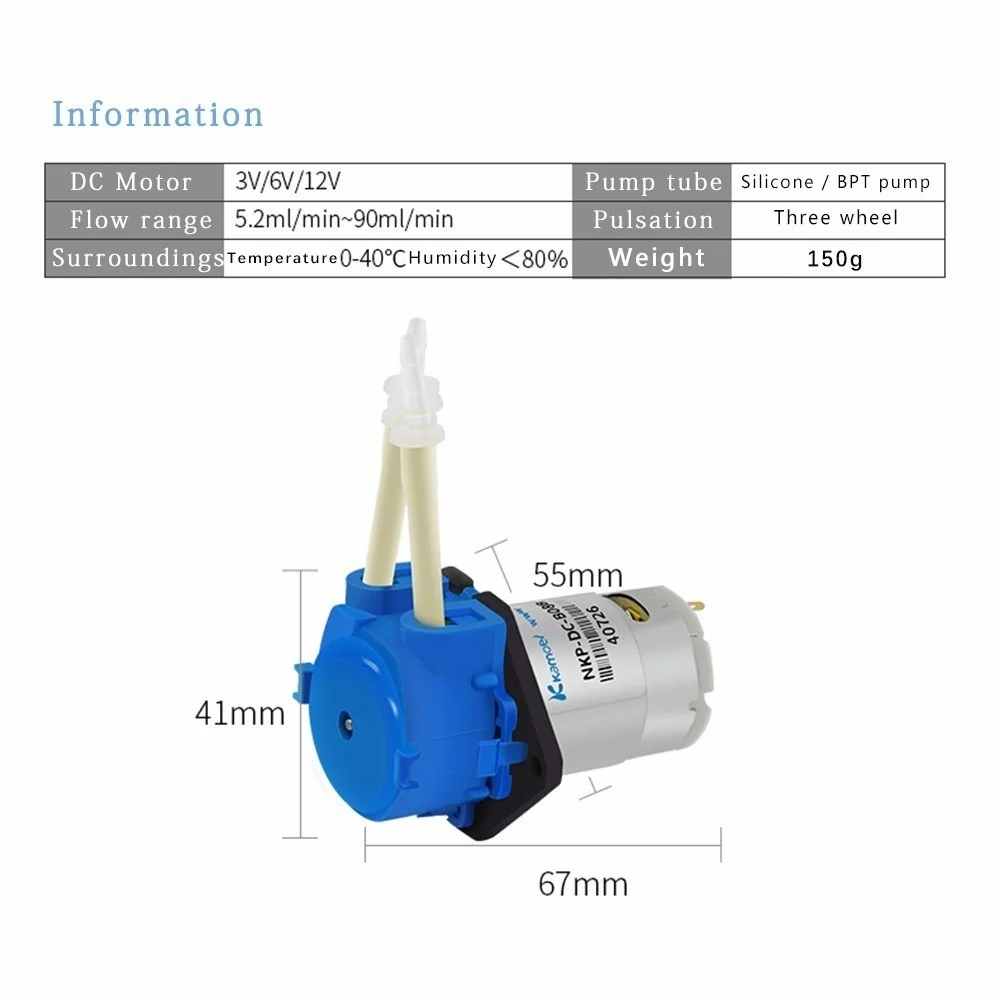 Kamoer DC 12V 24V Dosing Pump Peristaltic Pumps Dosing Head With Connector Arduino Aquarium Lab Analytic Diy Liquids Motor Tool