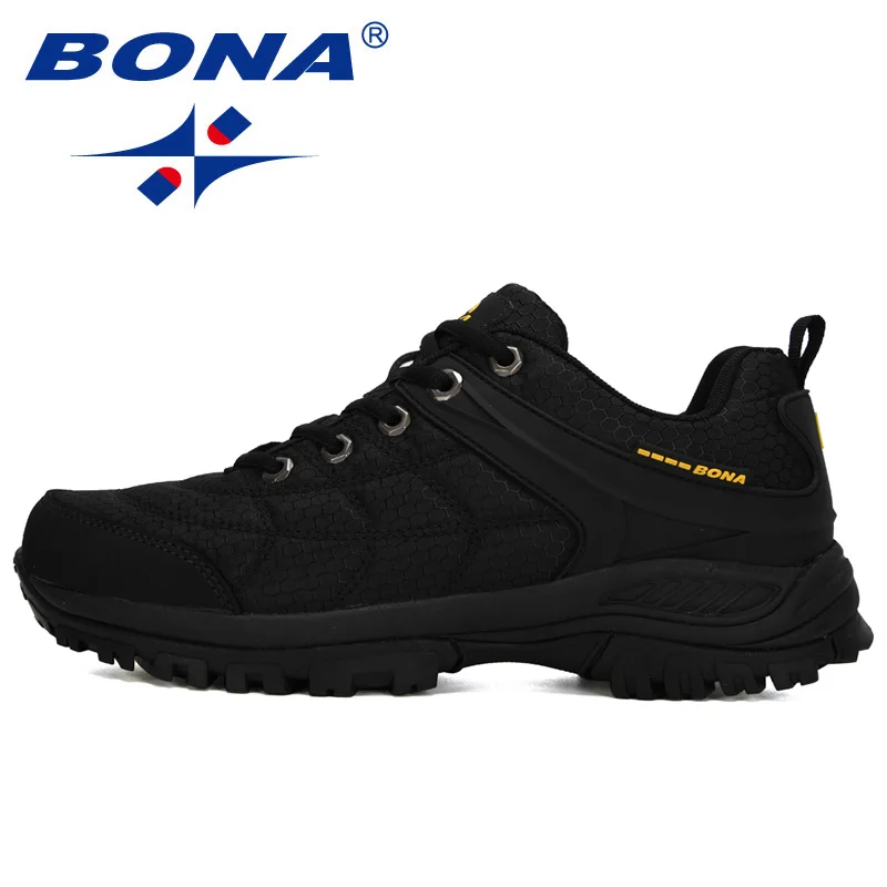 BONA-Tênis Mesh Outdoor para Homens, Sapatos de Caminhada, Couro Nubuck, Sapatos de Escalada, Sapatos Esportivos, na Moda, Populares, Novos Designers