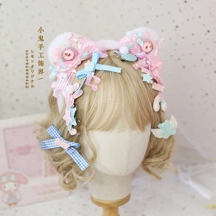 Japanese-style SOFT Girl Bared Sweet Rabbit Eared Lolita Hair Bands KC Sweet Mother Series Hand Made Lolita KC Bared Sweet