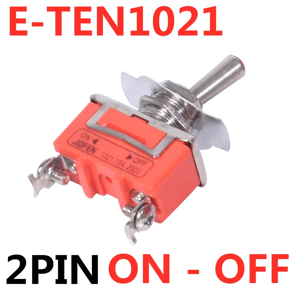 1pcs/10pcs  New High Quality 15A 250V SPST 2 Terminal ON OFF Toggle Switch w  E-TEN1021 Waterproof cap