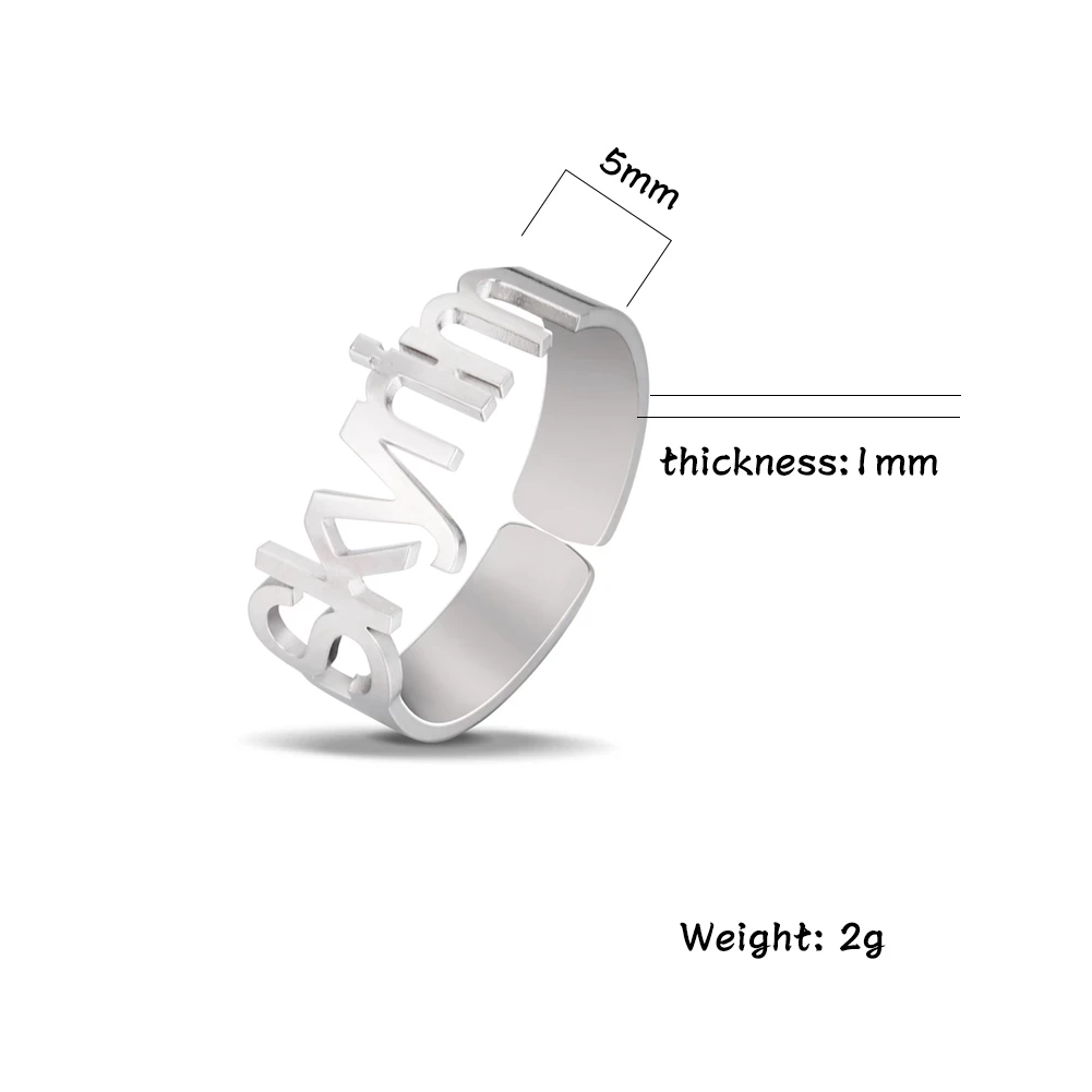 Sipuris Personalisierter Namensring aus Edelstahl, Maßgefertigter Ring für Frauen und Männer, Einzigartiger Schmuck, Paarring für Hochzeiten – Detail 14