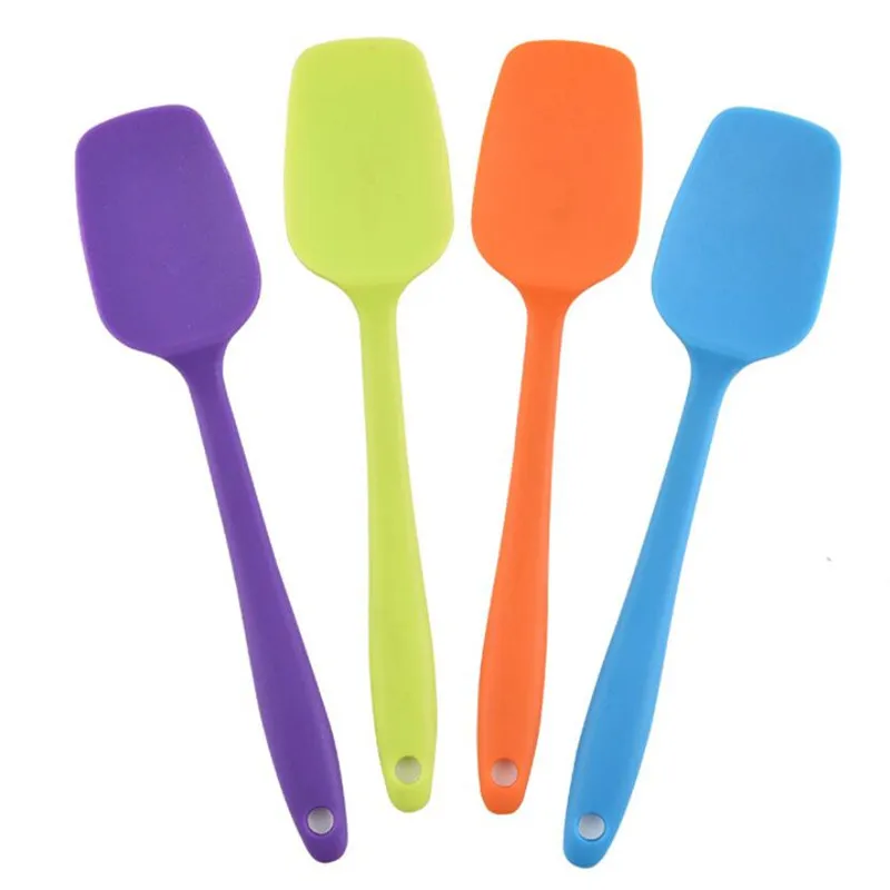 21CM Hot Universal Heat Resistant Integrate Handle Silicone Spoon Scraper Spatula Ice Cream Cake Kitchen Tool Utensil