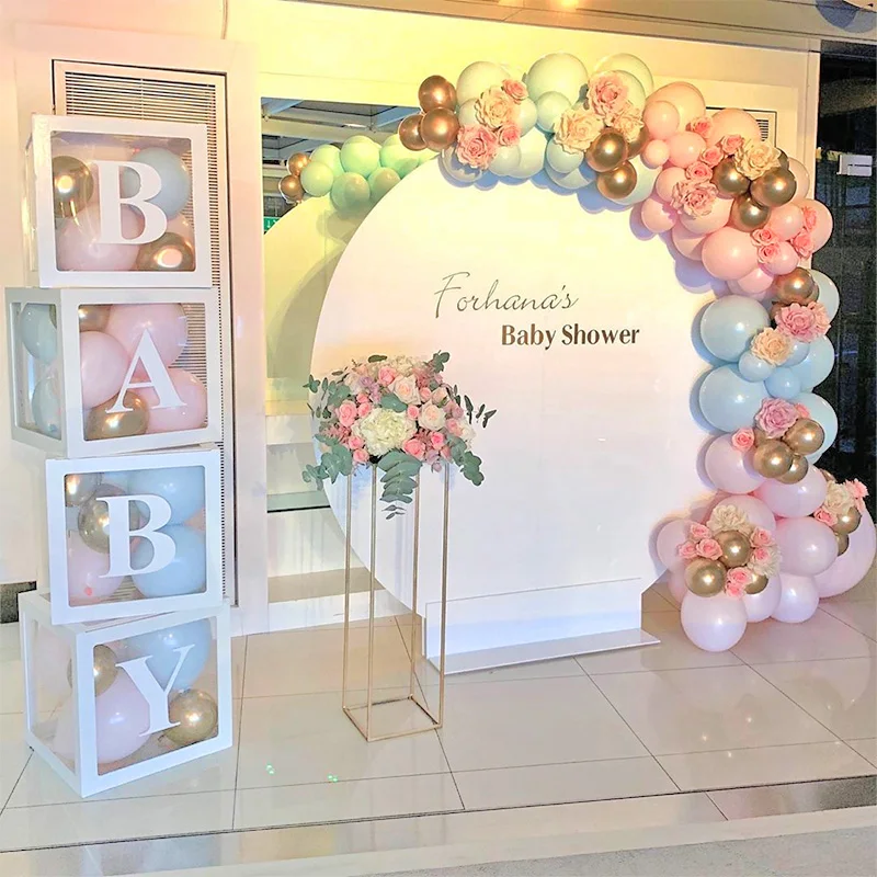 

30*30cm a-z letters box balloon filled custom diy box transparent letters boxes wedding birthday baby shower decoration kids