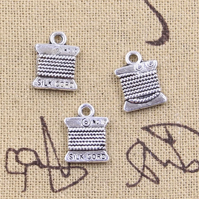 20pcs Charms Yarn Silk Curd 15x11mm Antique Bronze Silver Color Pendants DIY Crafts Making Findings Handmade Tibetan Jewelry