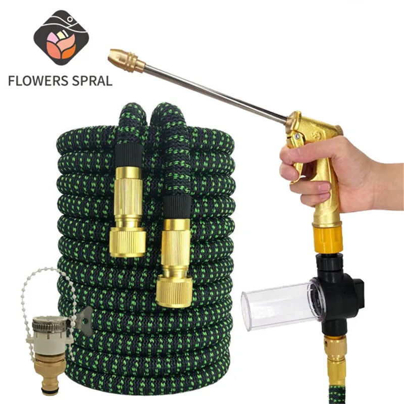 

High-Pressure Retractable Garden Water Pipe Magic Flexible Garden Watering Hose Car Wash Water Gun Foam Pot Clean Water Gun