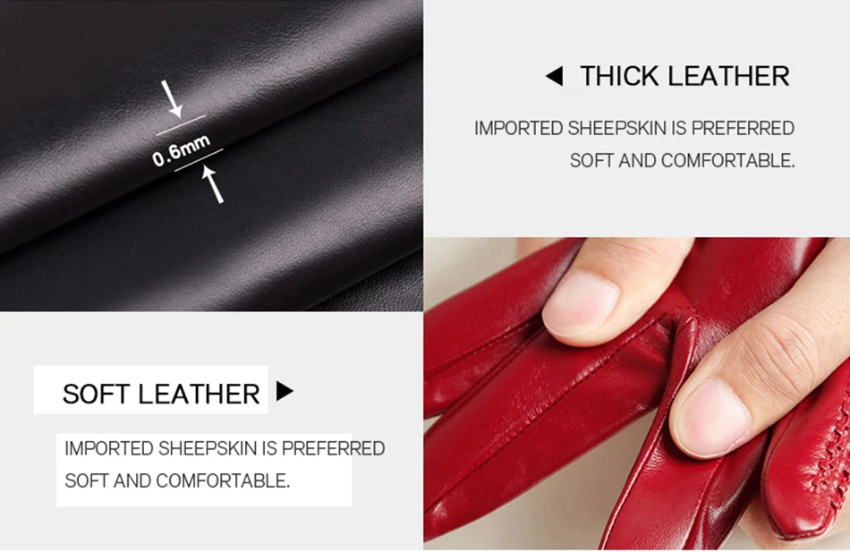 Good Quality Touch Gloves Color Winter Women's Leather Gloves Genuine Suede 50% Genuine Leather 50% Women's Gloves -2007