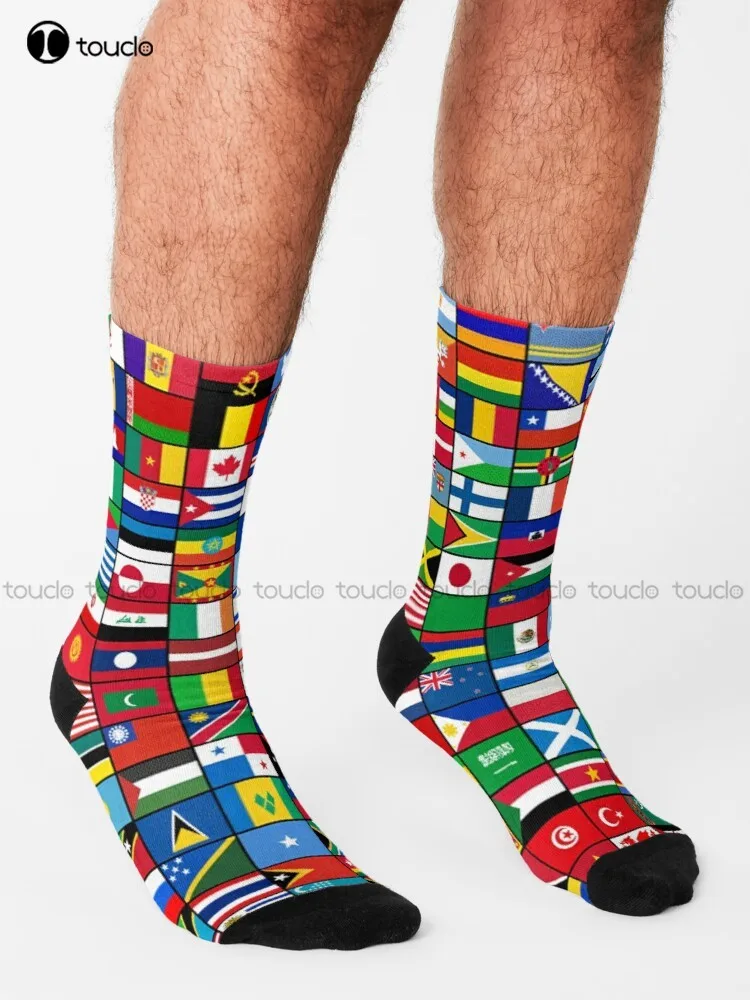 The World'S Flags Socks Soccer Socks Girls Personalized Custom Unisex Adult Teen Youth Socks 360° Digital Print Christmas Gift