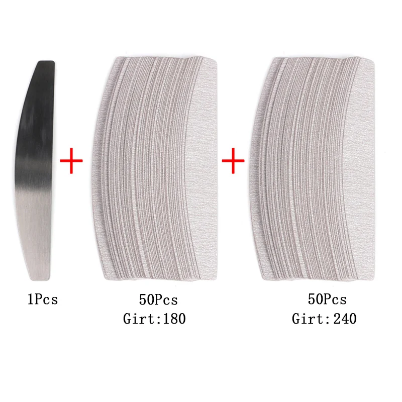 50 Stücke/100 Stücke Grau Abnehmbare Pads Mit Metallgriff Ersatz Schleifpapier Nagelfeile 100/180 Für Maniküre Schwielen entferner Puffer