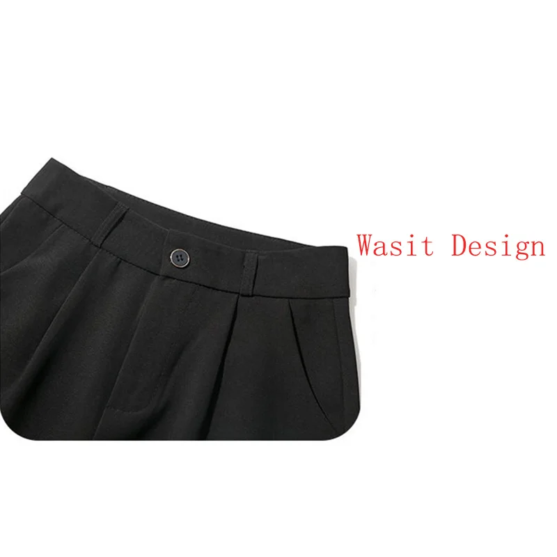 Pantalones rectos negros elegantes para Mujer, ropa De oficina, moda coreana, Pantalones casuales De cintura alta con cremallera, Pantalones femeninos