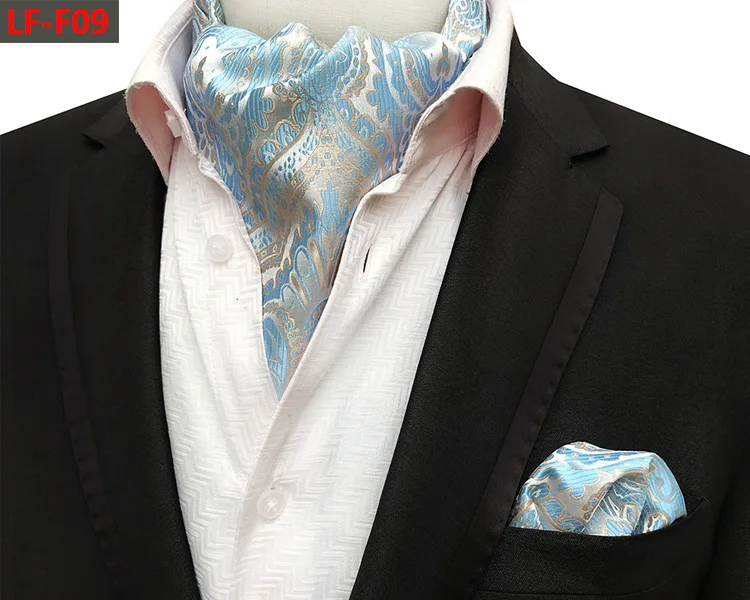 Brand Paisley Ascot Cravat Handkerchief Set For Mens Vintage British Fashion Accessories Neck Tie Pocket Square Graveata Gifts