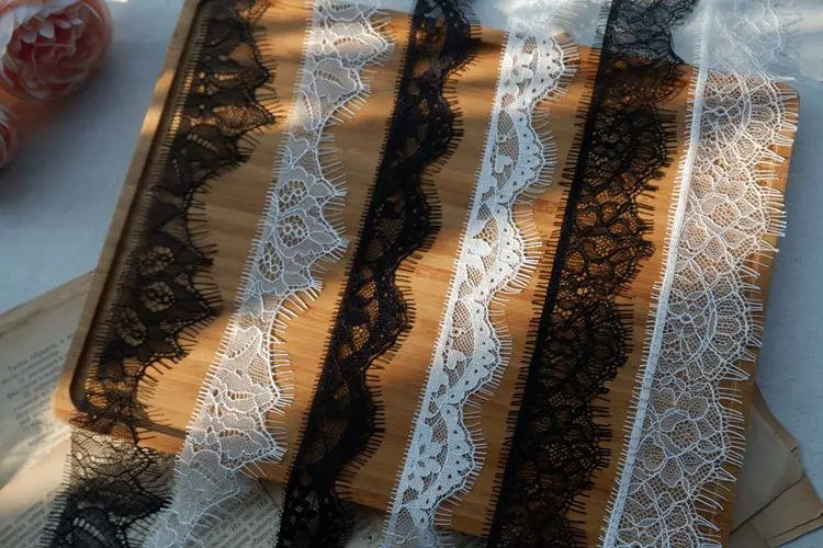 Export exquisite high-quality bone line unilateral eyelashes lace fabric garment underwear skirt collar edge decorative