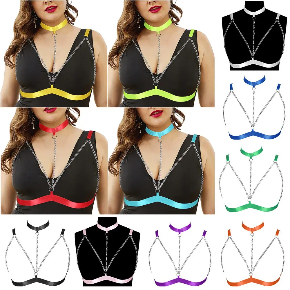 

Bdsm Harness For Women's Corset Bustier Collar Halter Chain Cage Accessories Suspender Belt Festival Rave Wear Costume Garter