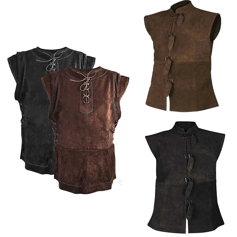 Men Medieval Vest Renaissance Victoria Edwardian Steampunk Vest Plus Size 5XL Vintage Gothic Tailcoat Jacket Halloween Costume