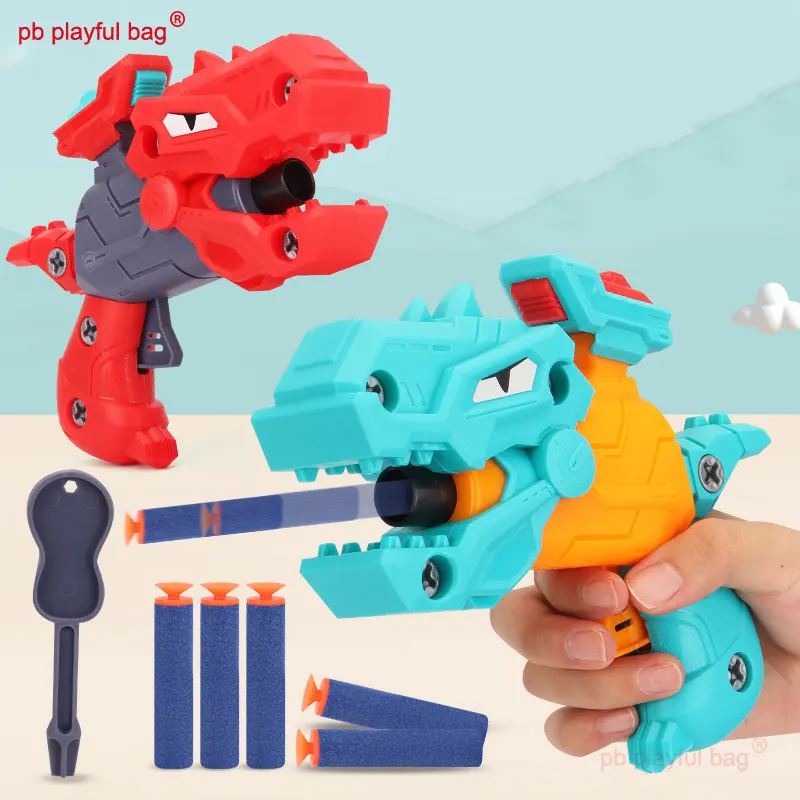 PB borsa giocosa giocattoli sportivi all'aperto per bambini modellazione di cartoni animati fai da te assemblato dinosauro soft bullet regali creativi ZG24