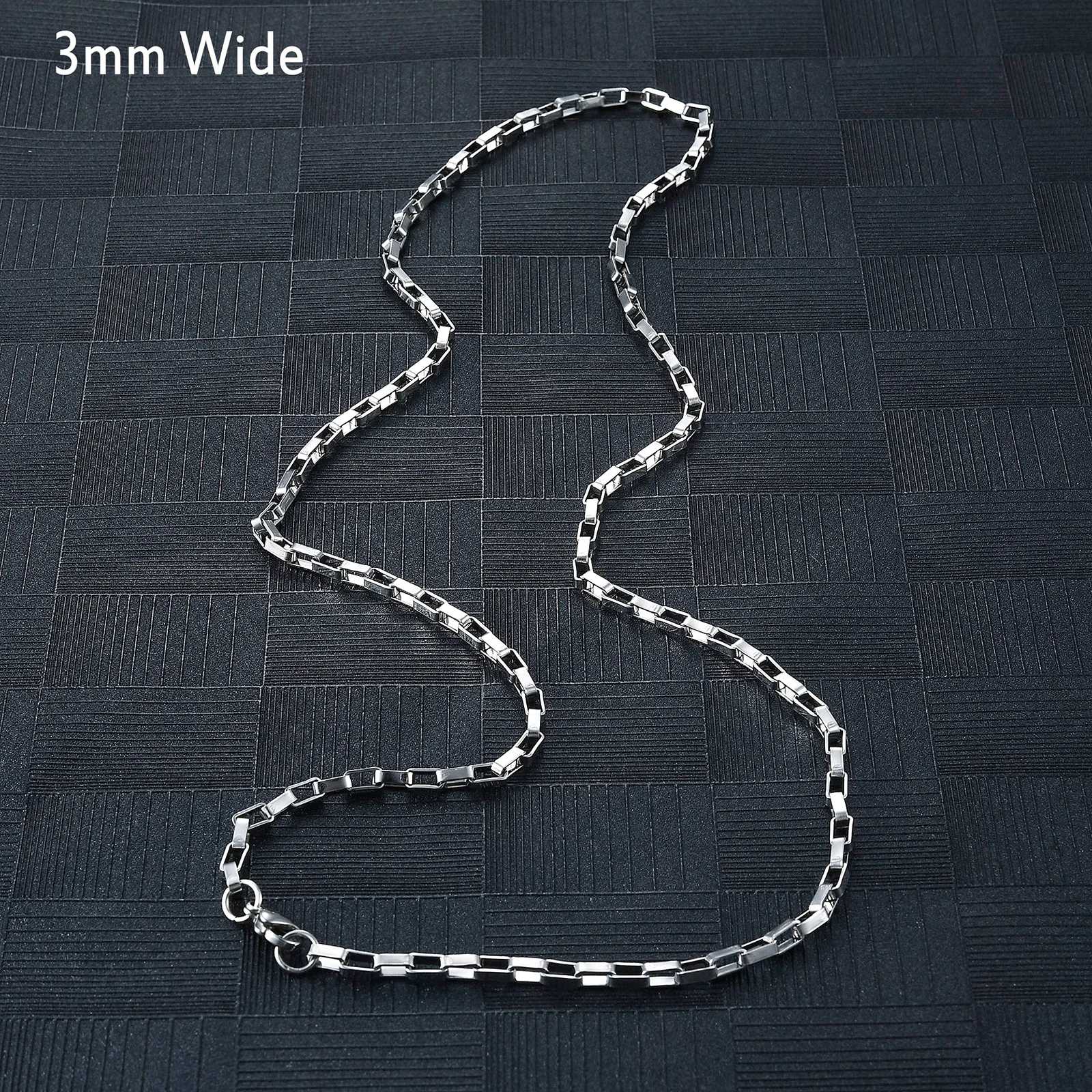 2.5/3mm Wide Stainless Steel Long Square Box Chain Necklace for Men Woman Girl Fashion Choker DIY Pendant Metal Jewelry Gifts