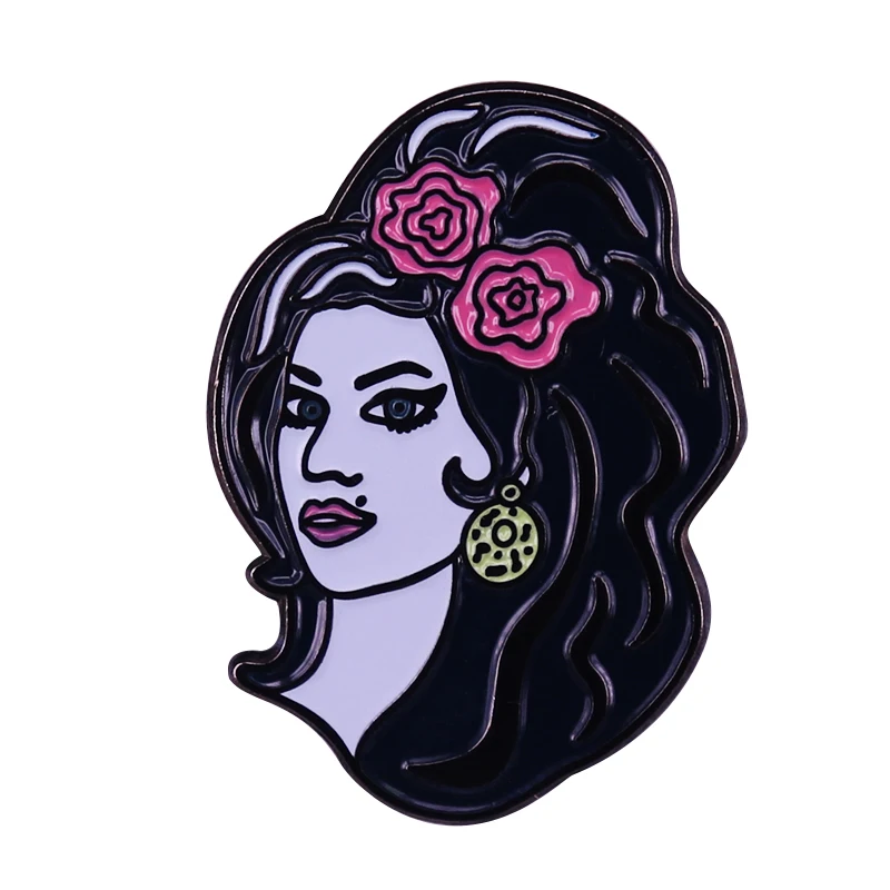 Amy Winehouse Art Enamel Pin Celebrity Musician Kitsch Flair Addition