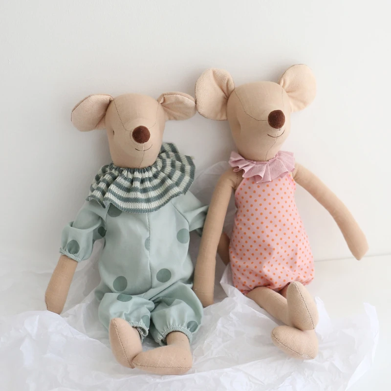 Nordic Style Mouse Toy Stuffed Animal Dress Mouse Plush Toy Appease Doll For Baby Plushies Xmas Gifts For Girl Kids Pink Green