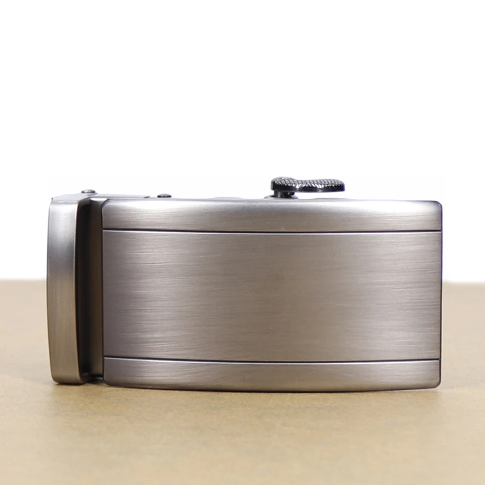 High Quality Automatic Belt Buckle Solid Alloy Business Click Buckle Rectangle Wire Drawing Process Fits In 3.5 CM Ratchet Belt