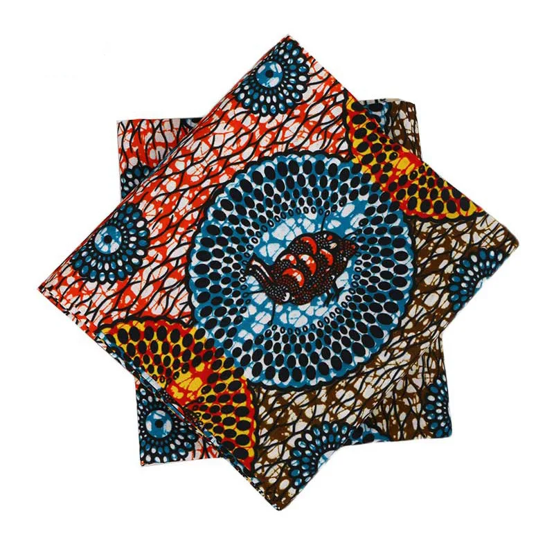 2019 Real Wax Blue & Orange Print Fabric African Fabric Veritable Ankara Pagne Wax