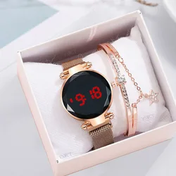 Luxus LED Uhr Frauen Magnetische Armband Uhren Rose Gold Digitale Kleid Uhr Quarz Armbanduhr Damen Uhr relogio feminino