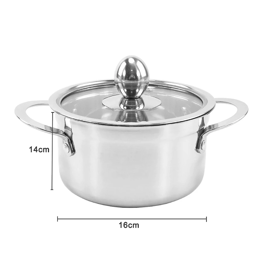 14cm/16cm Cooking pots Stainless Steel Thickened Pan Kitchen Boiler Cooking Iduction Gas Pots Boiler Soup Milk Pots for Kitchen