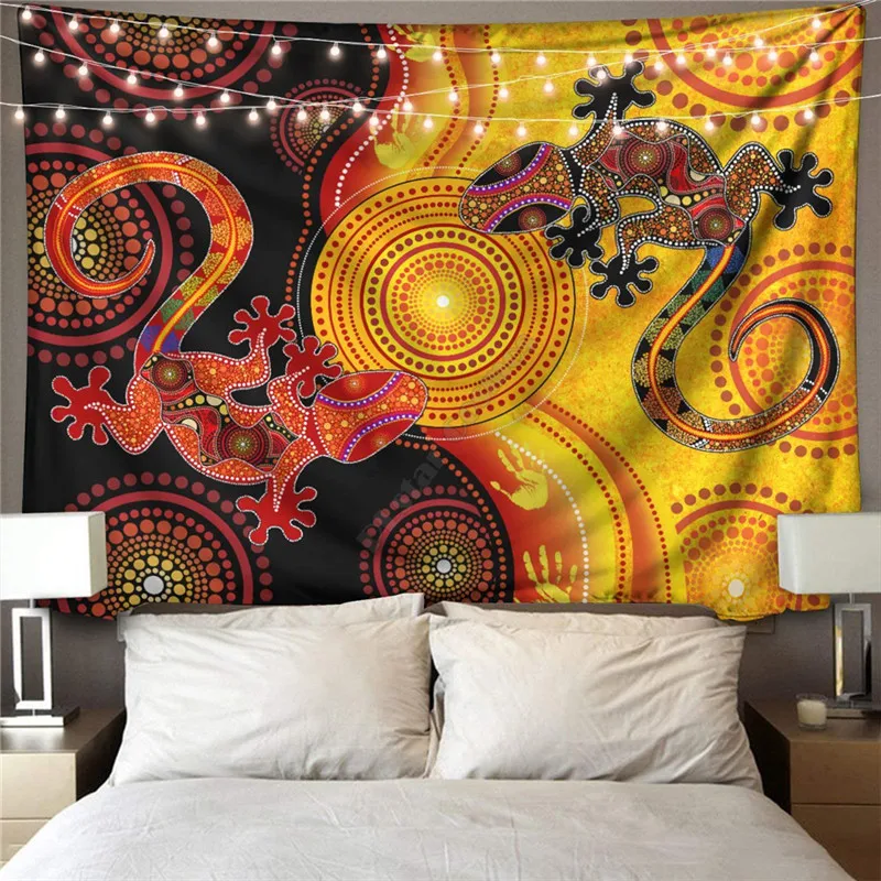 

PLstar Cosmos Aboriginal Lizards and the Sun Australia 3D Print Wall Tapestry Rectangular Home Decor Wall Hanging