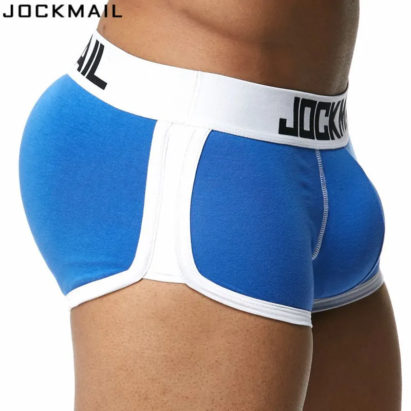 JOCKMAIL Brand Enhancing Mens Underwear Boxers Trunks with Sexy Bulge Gay Penis Pouch  Front + Back Double Removable Push Up Cup