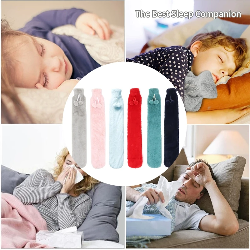 2000ml Plush Cover Hot Water Bottle Long Strip Anti-scald Hot-water Bag