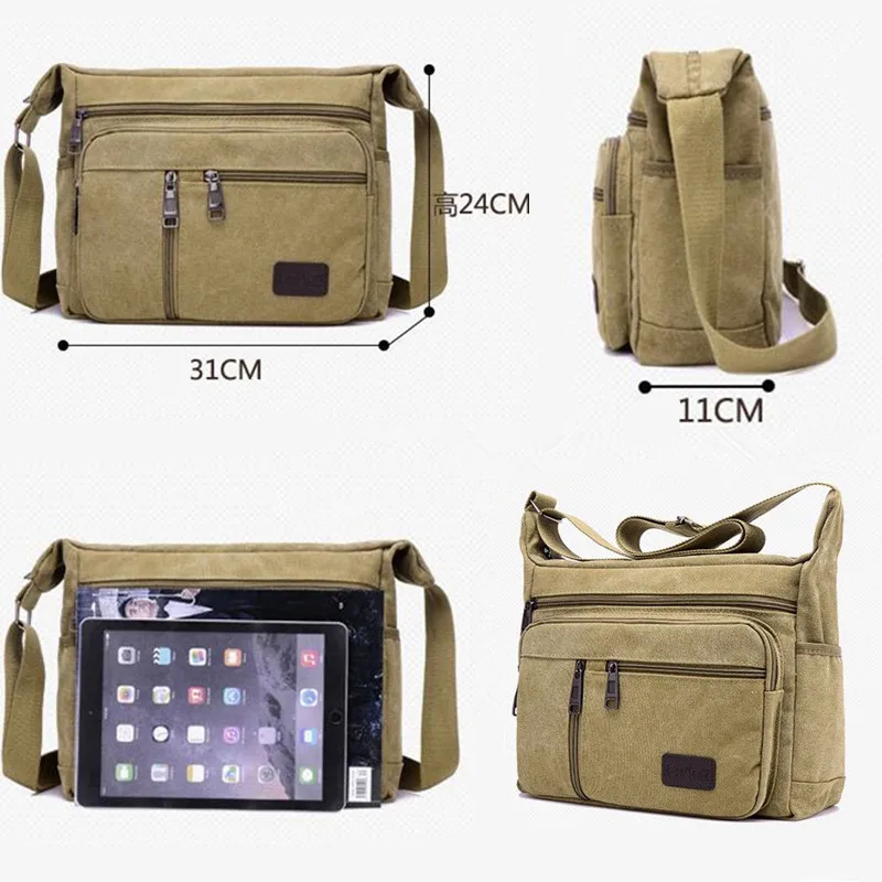 Casual Retro Business Bag High Capacity Canvas Outdoor Simple Version Shoulder Bag Diagonal Package For Men