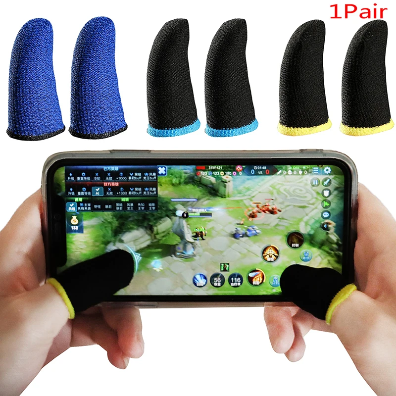 1 Pair Mobile Game Sweat-proof Fingers Gloves Touch Screen Thumbs Finger Sleeve for PUBG Phone Gaming Accessories