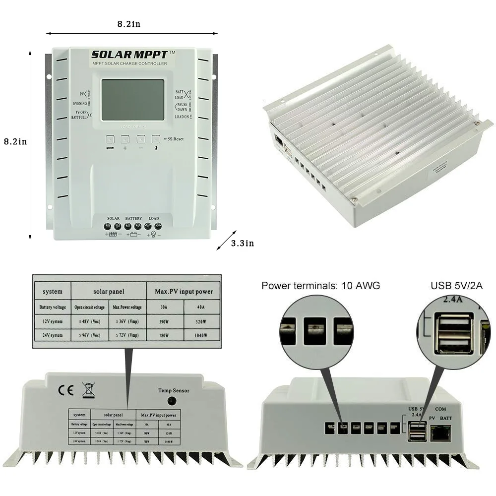 Imagem -03 - Painel Solar de 100v com Entrada Mppt 12v24v 60a Controlador de Carregamento Solar Eficiência de Conversão Controlador de Identificação Inteligente