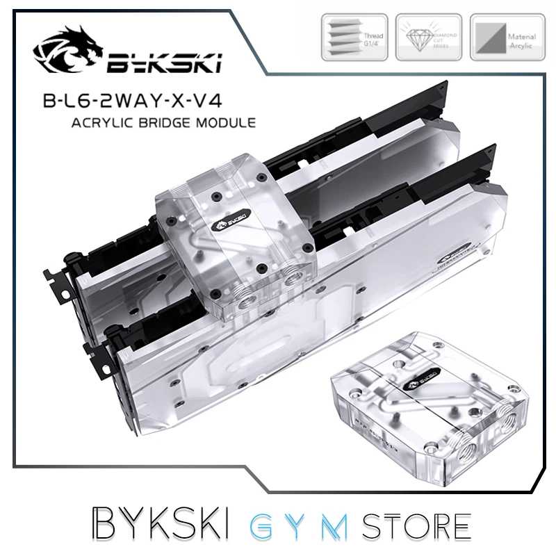 

Bykski GPU Block Bridge Module, Double Cards In Parallel Square Head Jet-Type Single Flow Channel, B-L6-2WAY-X-V4