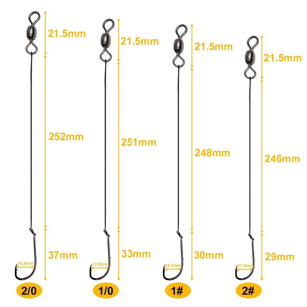 18Pcs Steel Wire Fishing Leader line with hooks 2#-2/0 Anti-bite Fishing Leader Baitholder Jig hook Pike Bass Leading Fishing