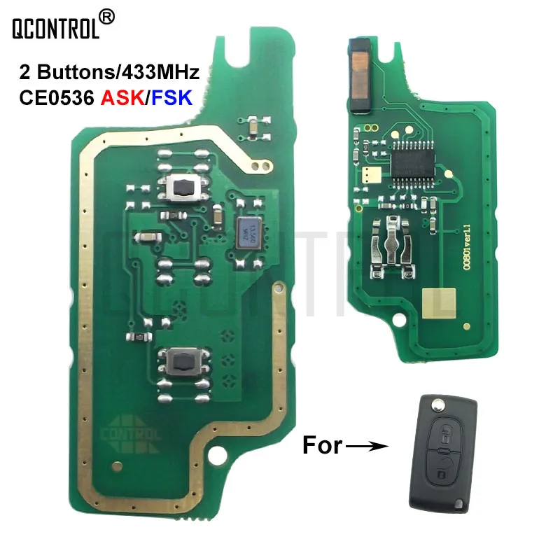 QCONTROL Remote Key Circuit Board for Peugeot 207 208 307 308 408 Partner CE0536 ASK/FSK Signal