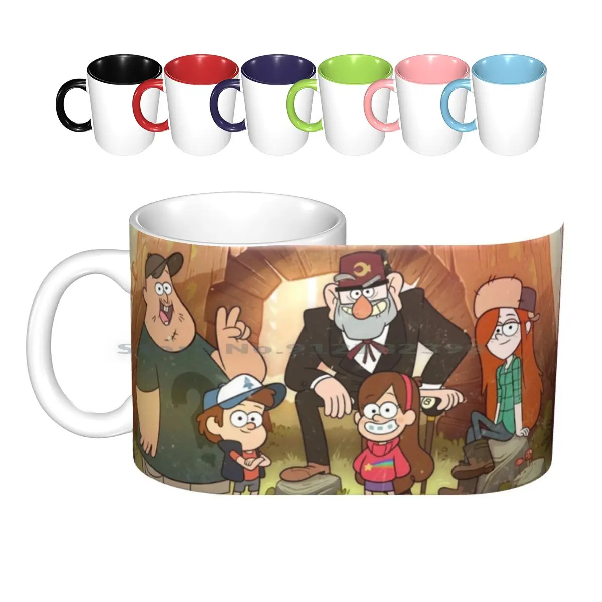 Family Ceramic Mugs Coffee Cups Milk Tea Mug Family Father Mother Comics Series Animation Cartoons Smiles Joy Happy Cute Funny