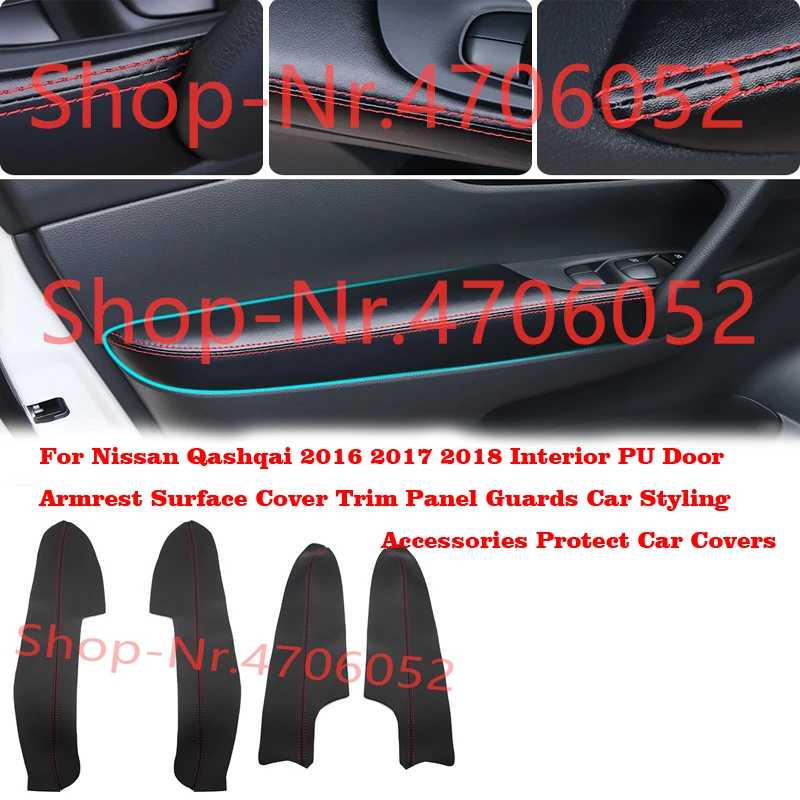 

8pcs Microfiber Leather Interior Door Panels Guards Armrest Surface Covers Protective Trim For Nissan Qashqai 2016 2017 2018