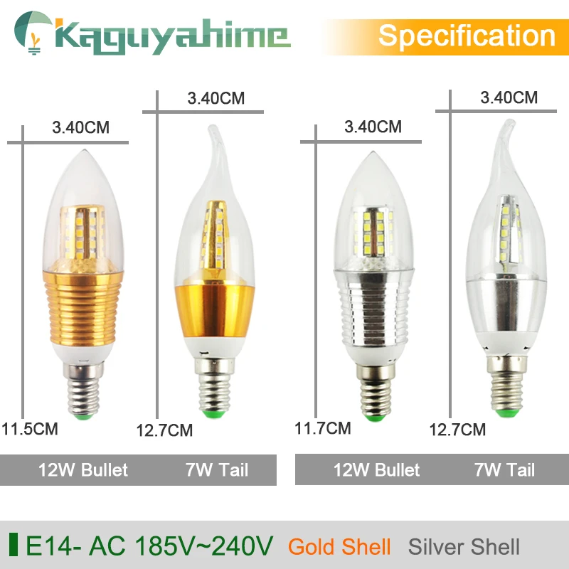 Kaguyahime E14 LED Bulb 3W 6W 12W LED E14 Lamp AC 220V Light Lampada LED Spotlight Table Lamp Bombilla Candle Lamp For Home