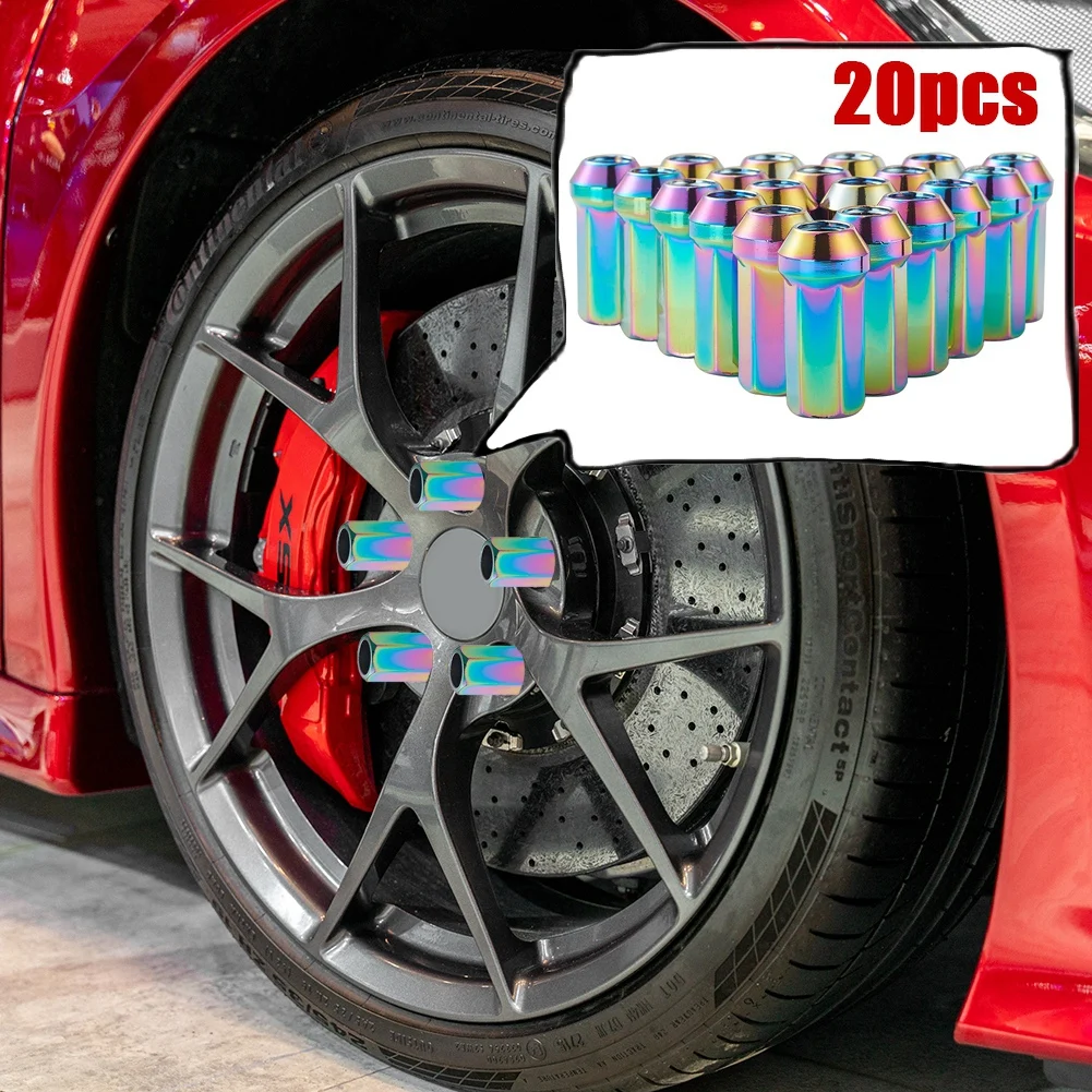 20pcs 45mm Length Car Wheel Nuts Hexagon 22mm M12*1.25 M12*1.5 Lug Nuts JDM Accessories Aluminum Taper Conical Seat